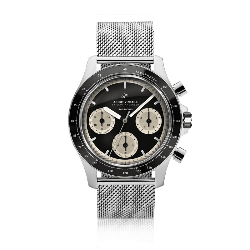 1960 Racing Chronograph, Steel / Black & Off White