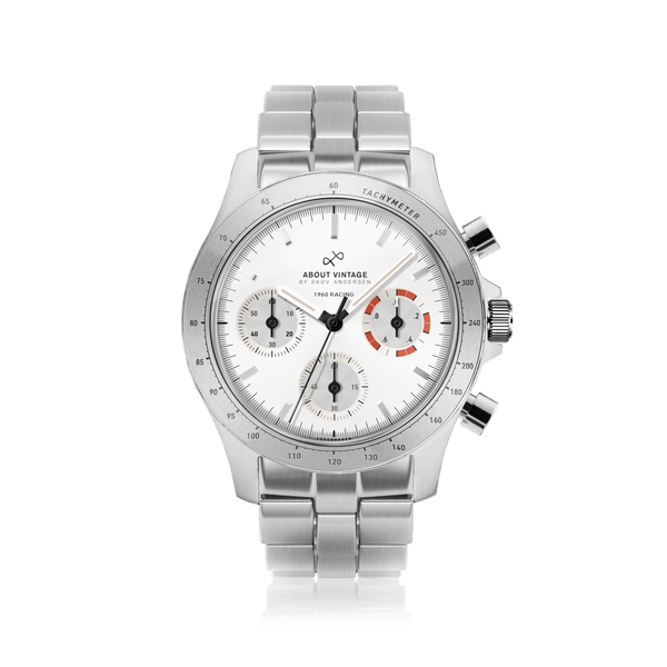 1960 Racing Chronograph, Steel / White & Deep Orange