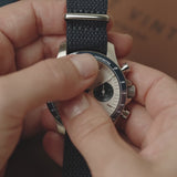 1960 Racing Chronograph, Steel / Navy & White